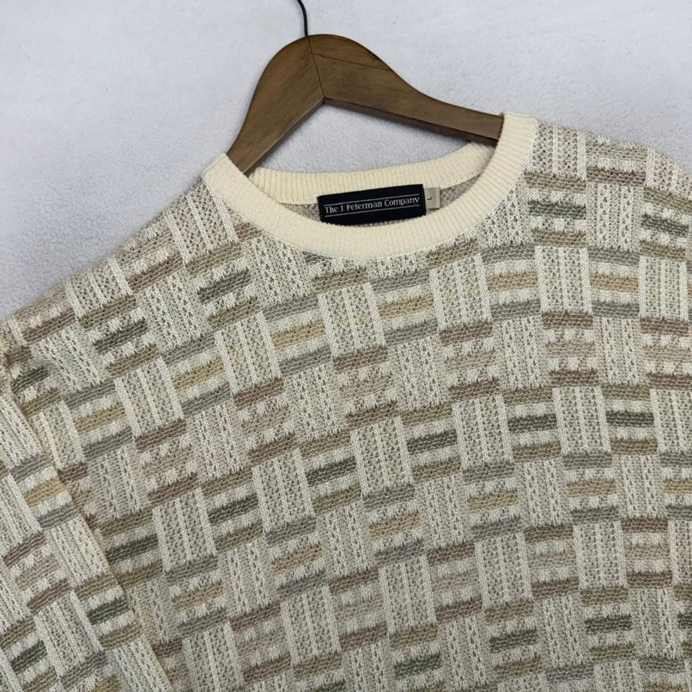 Vintage J Peterman Sweater Men's Large Cream Earth Tones